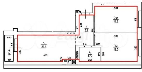 Квартира 65 м², 2-комнатная - изображение 1