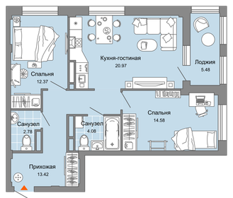 71 м², 3-комнатная квартира 9 009 380 ₽ - изображение 14