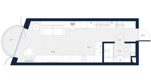 30,6 м², апартаменты-студия 18 298 000 ₽ - изображение 24