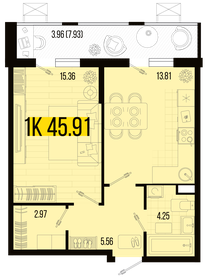 45,5 м², 1-комнатная квартира 6 102 360 ₽ - изображение 14