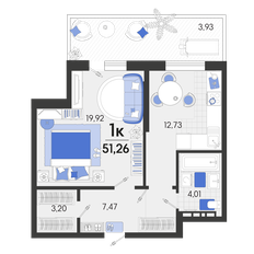 Квартира 51,3 м², 1-комнатная - изображение 4