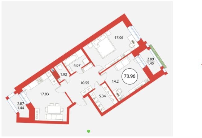 74 м², 2-комнатная квартира 19 770 000 ₽ - изображение 15