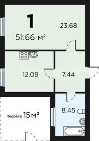 Квартира 51,7 м², 1-комнатная - изображение 1