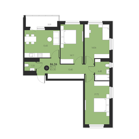 Квартира 86 м², 3-комнатная - изображение 1