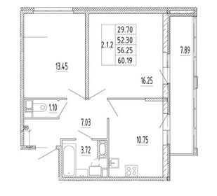 Квартира 60,2 м², 2-комнатная - изображение 1