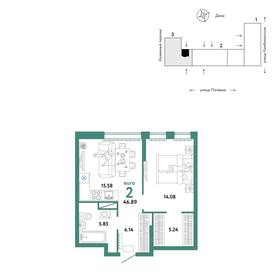 46,3 м², 2-комнатная квартира 6 415 000 ₽ - изображение 29