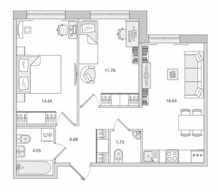 Квартира 55,5 м², 2-комнатная - изображение 1