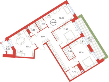 156,6 м², 3-комнатная квартира 38 000 000 ₽ - изображение 12