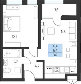 Квартира 36,5 м², 1-комнатная - изображение 1