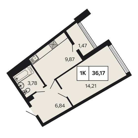 36,2 м², 1-комнатная квартира 10 923 340 ₽ - изображение 1