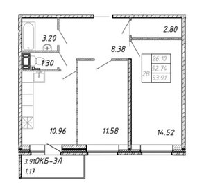 Квартира 56,7 м², 2-комнатная - изображение 1