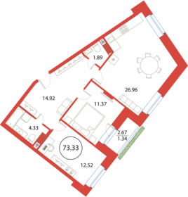 72 м², 2-комнатная квартира 17 850 878 ₽ - изображение 8