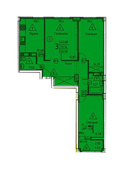 73,6 м², 3-комнатная квартира 7 506 180 ₽ - изображение 1