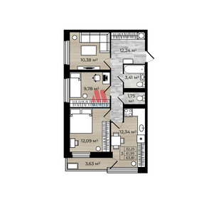 63,8 м², 3-комнатная квартира 6 698 116 ₽ - изображение 20