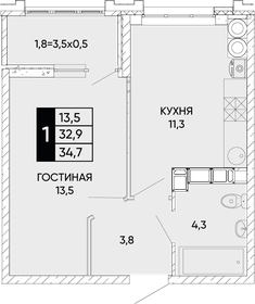 35 м², 1-комнатная квартира 5 200 000 ₽ - изображение 42
