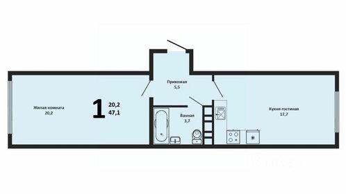 40,1 м², 2-комнатная квартира 1 190 000 ₽ - изображение 35