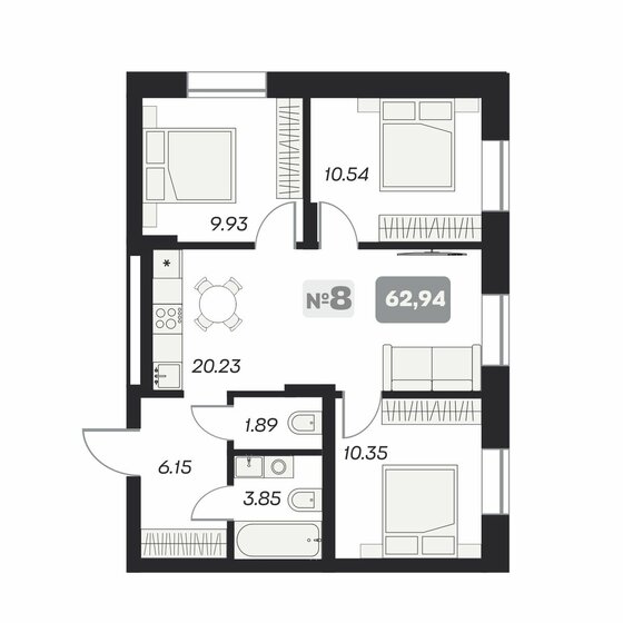 62,9 м², 4-комнатные апартаменты 10 750 000 ₽ - изображение 31