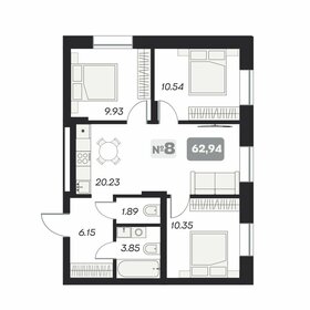 Квартира 62,9 м², 4-комнатные - изображение 1