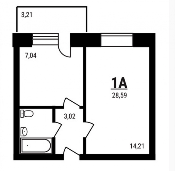 28,6 м², 1-комнатная квартира 3 770 000 ₽ - изображение 1