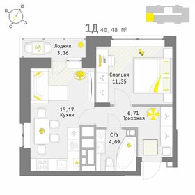 Квартира 40,5 м², 1-комнатная - изображение 1