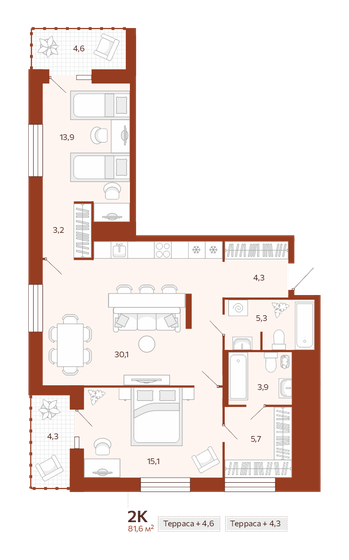 81,6 м², 2-комнатная квартира 10 925 000 ₽ - изображение 1