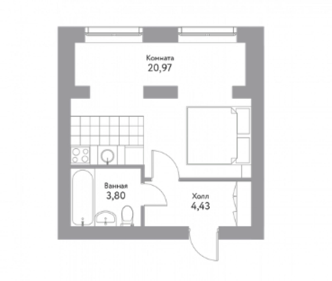 29,1 м², квартира-студия 3 068 595 ₽ - изображение 1