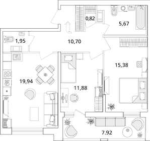 73,5 м², 2-комнатная квартира 17 093 842 ₽ - изображение 18