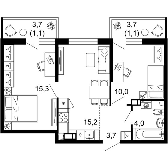 50,4 м², 2-комнатная квартира 18 537 120 ₽ - изображение 1