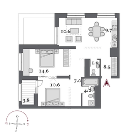 59,8 м², 2-комнатная квартира 17 200 000 ₽ - изображение 43