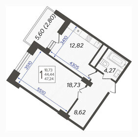 Квартира 48,1 м², 1-комнатная - изображение 1