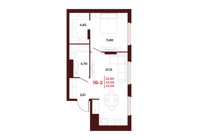 45,7 м², 1-комнатная квартира 5 255 500 ₽ - изображение 24