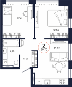 Квартира 50,7 м², 2-комнатная - изображение 1