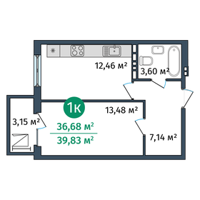 36,7 м², 1-комнатные апартаменты 6 500 000 ₽ - изображение 13