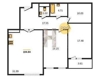 Квартира 104,9 м², 2-комнатная - изображение 1