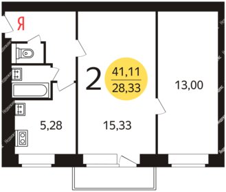 42,3 м², 2-комнатная квартира 12 100 000 ₽ - изображение 94