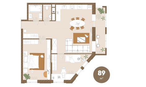 Квартира 88,5 м², 3-комнатная - изображение 1