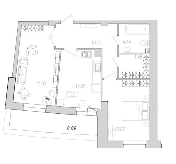 63,2 м², 2-комнатная квартира 11 100 000 ₽ - изображение 1