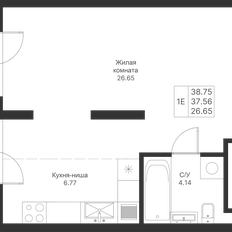 Квартира 38,8 м², студия - изображение 3