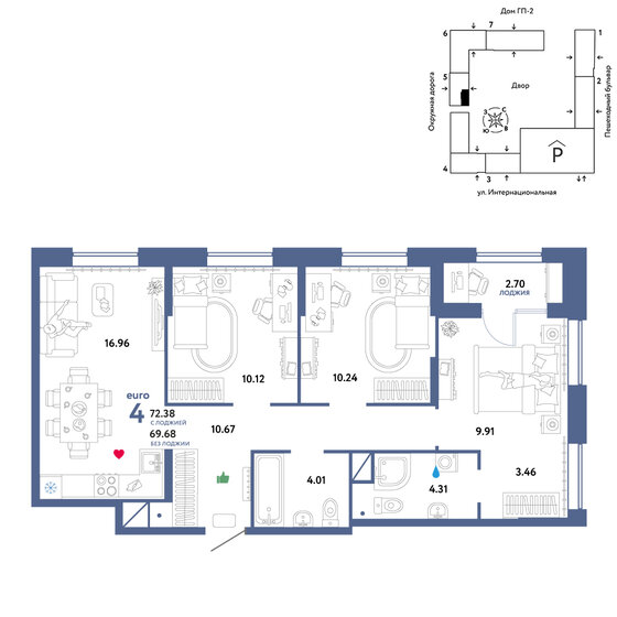 72,4 м², 4-комнатная квартира 8 350 000 ₽ - изображение 1