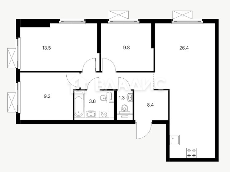 72,5 м², 3-комнатная квартира 19 600 000 ₽ - изображение 1