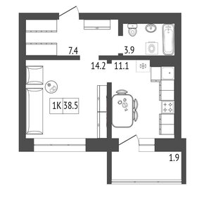 37,5 м², 1-комнатная квартира 4 800 000 ₽ - изображение 66