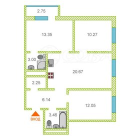 Квартира 70,6 м², 2-комнатная - изображение 1