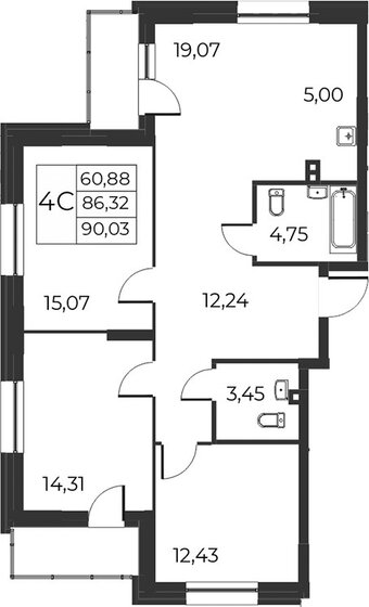 90 м², 3-комнатная квартира 10 690 000 ₽ - изображение 1