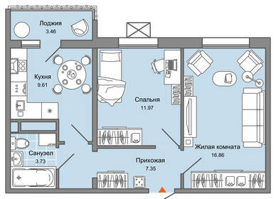 48,5 м², 2-комнатная квартира 5 900 000 ₽ - изображение 14