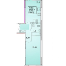 Квартира 39 м², 1-комнатная - изображение 1