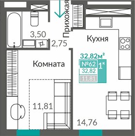 Квартира 32,8 м², 1-комнатная - изображение 1