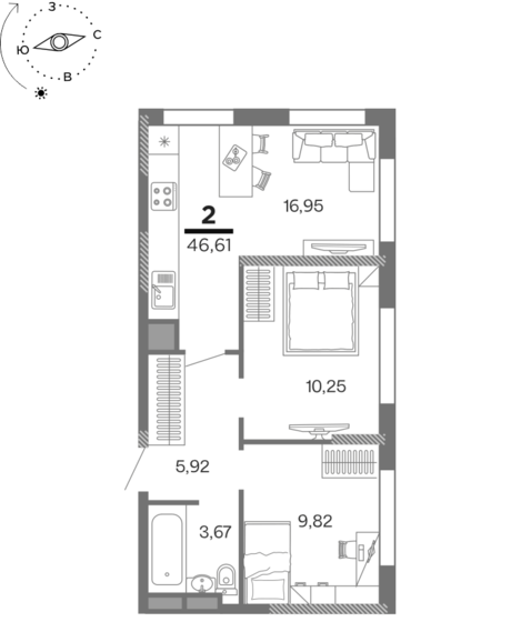 46,6 м², 2-комнатная квартира 5 520 641 ₽ - изображение 1