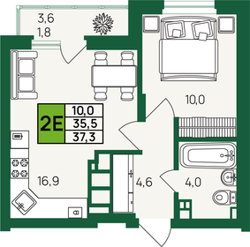 37,3 м², 1-комнатная квартира 4 365 042 ₽ - изображение 21