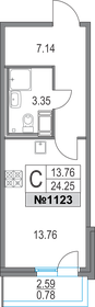 Квартира 24,3 м², студия - изображение 1