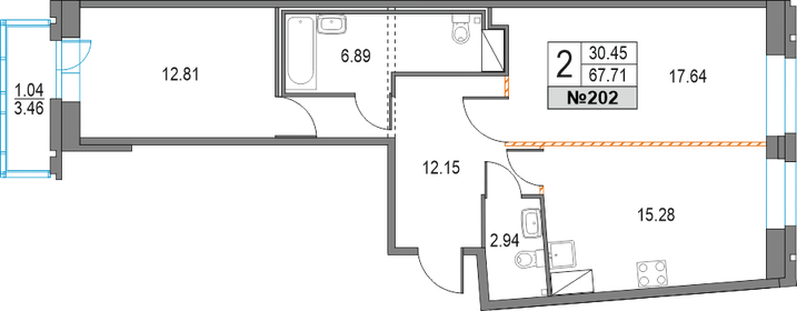 67,2 м², 2-комнатная квартира 16 708 833 ₽ - изображение 12